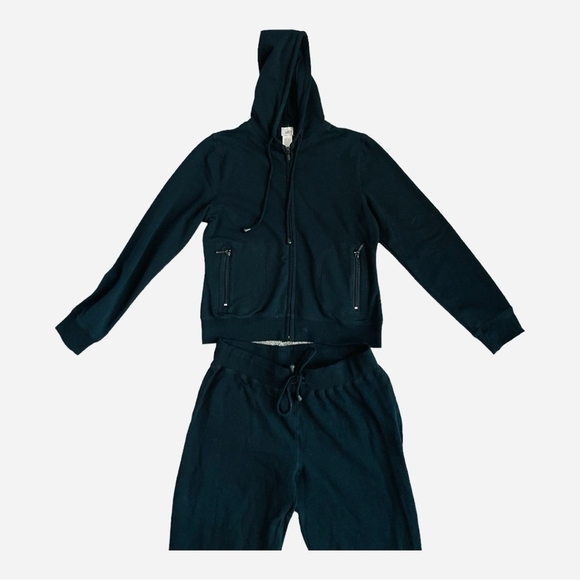 Women Tracksuit S&S Casual Sweatsuit Two Piece Black Hooded Sweatshirt Pants Set - Picture 4 of 6